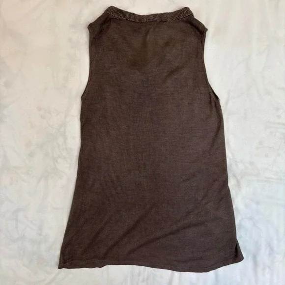 Brown Silk Knit Sleeveless Top Chicos Small Boho Coquette Whimsygoth Lightweight - Picture 8 of 8